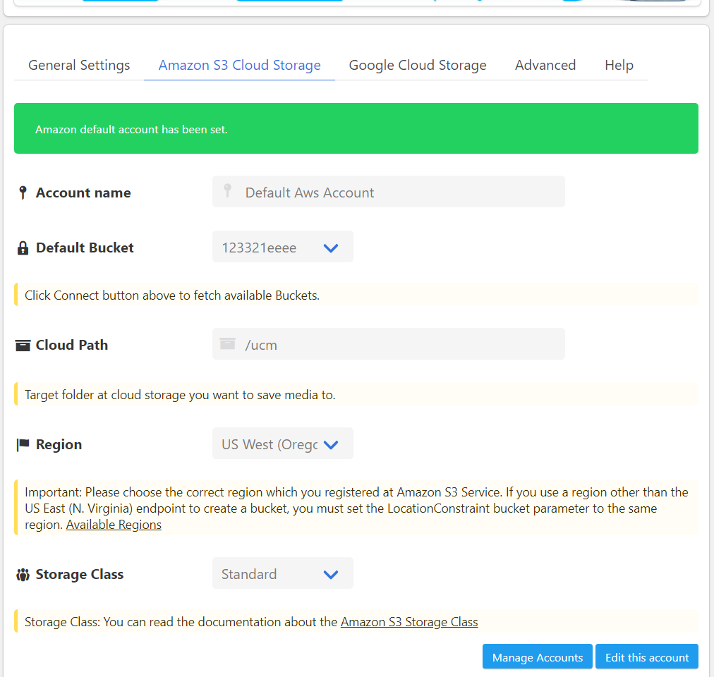 Ultimate Media On The Cloud Account Setting